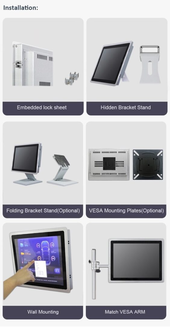 A series of different types of GK-NWY-NT15F-AND 15.6-inch IP65 Android Panel PC HMI for Industrial Applications and monitors. A series of different types of GK-NWY-NT15F-AND 15.6-inch IP65 Android Panel PC HMI for Industrial Applications and monitors.