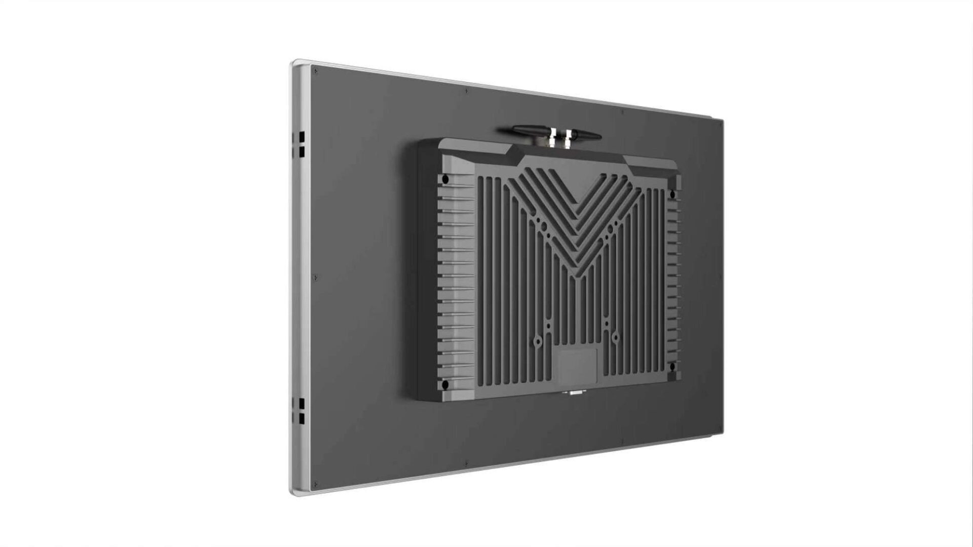 Back view of a flat screen display. Back view of a flat screen display.