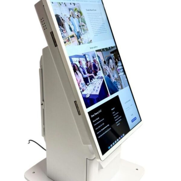 Tilted interactive display terminal with base stand